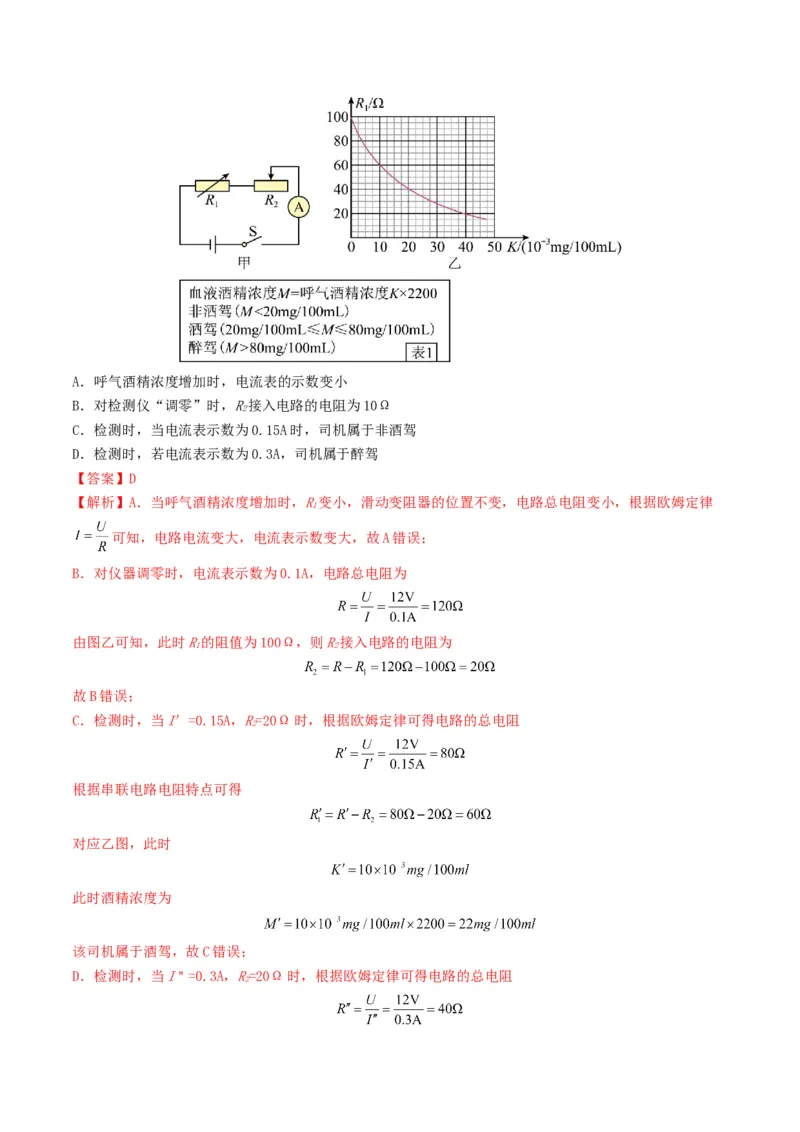 专题14欧姆定律及其应用（考情聚焦+中考新考法+真题透视5大考向+新题特训）（解析版）_8、物理总复习_2025年中考复习资料_备战2025年中考物理真题题源讲义（全国通用）