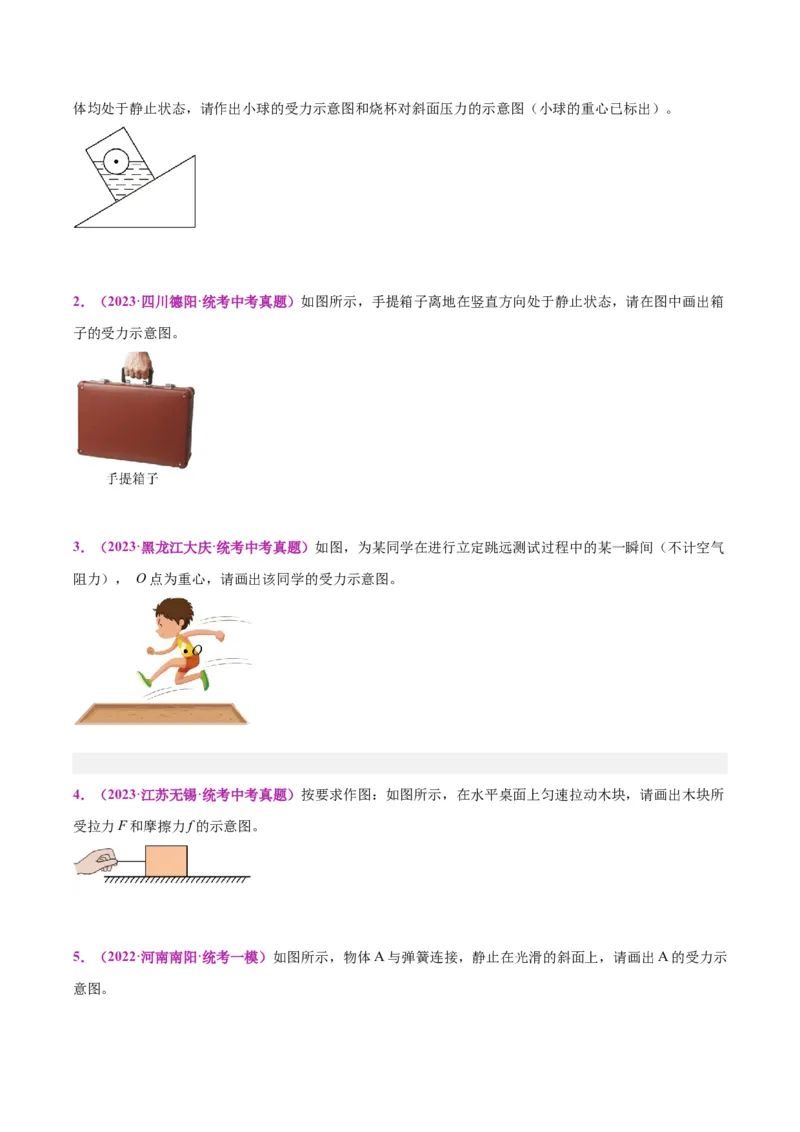 专题29力学作图专题（原卷版）_8、物理总复习_2024年中考复习资料_一轮复习_完备战2024年中考物理一轮复习考点帮（全国通用）
