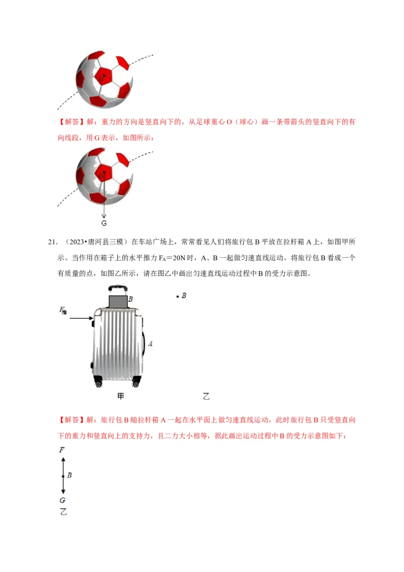 作图题01受力分析类（解析版）_8、物理总复习_2024年中考复习资料_二轮复习_（讲义+练习）2024年中考物理二轮题型专项复习