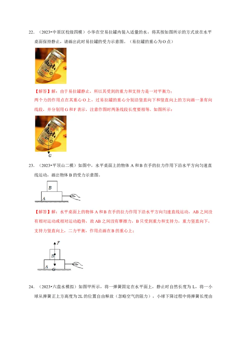 作图题01受力分析类（解析版）_8、物理总复习_2024年中考复习资料_二轮复习_（讲义+练习）2024年中考物理二轮题型专项复习