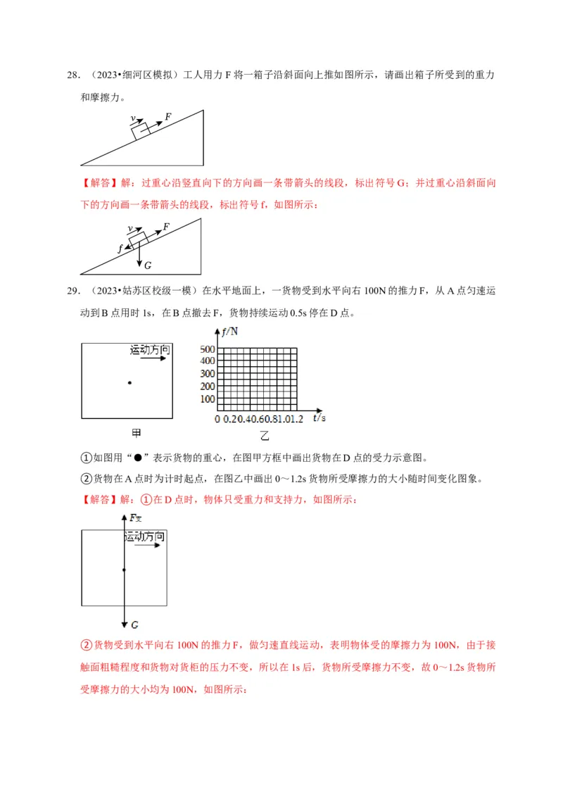 作图题01受力分析类（解析版）_8、物理总复习_2024年中考复习资料_二轮复习_（讲义+练习）2024年中考物理二轮题型专项复习