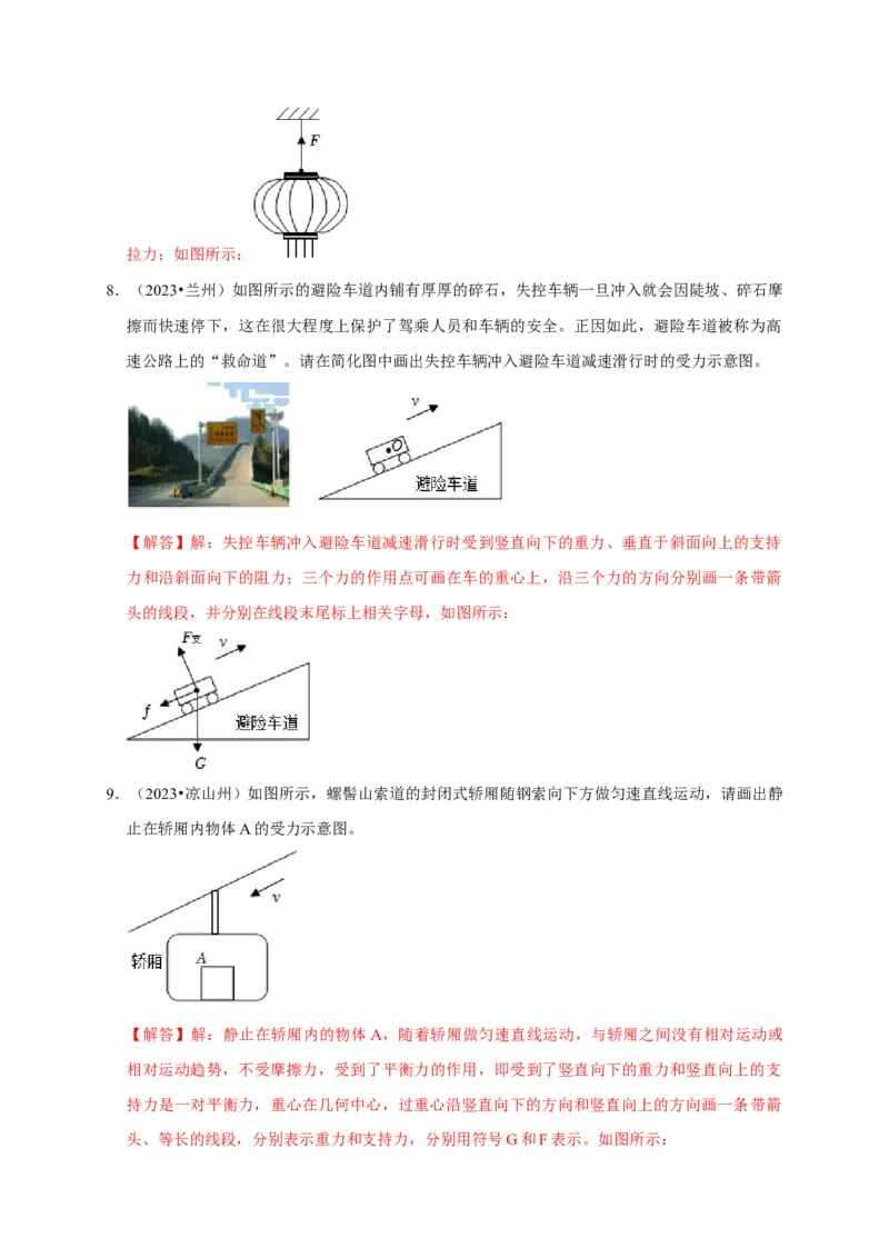作图题01受力分析类（解析版）_8、物理总复习_2024年中考复习资料_二轮复习_（讲义+练习）2024年中考物理二轮题型专项复习