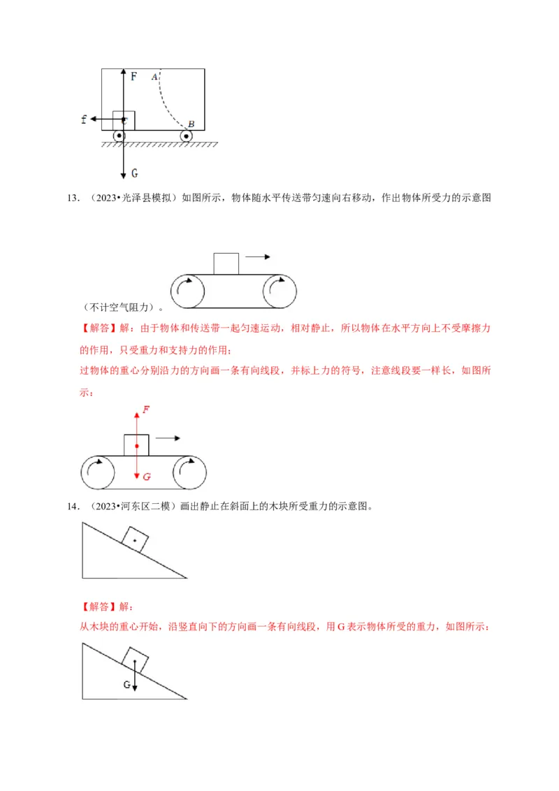 作图题01受力分析类（解析版）_8、物理总复习_2024年中考复习资料_二轮复习_（讲义+练习）2024年中考物理二轮题型专项复习