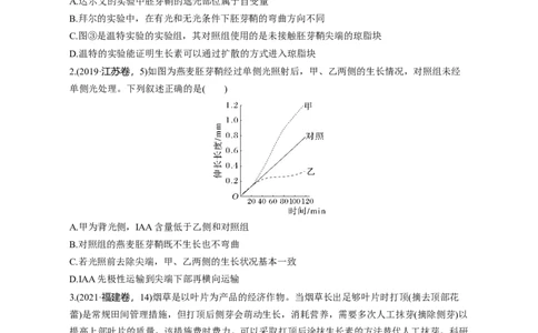 专题12植物生命活动的调节（测试卷）-2023年高考生物二轮复习讲练测（全国通用）（原卷版）_通用版（老高考）复习资料_2023年复习资料_二轮复习