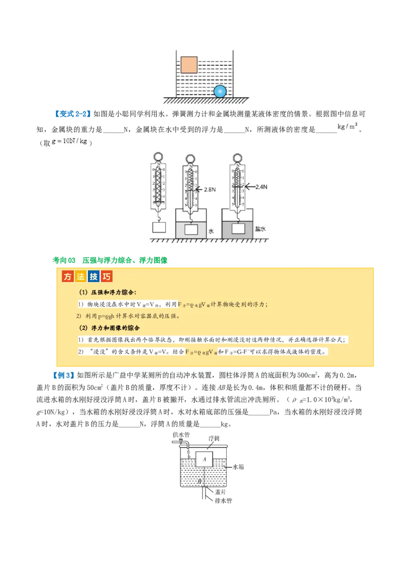 专题11浮力（3考点+8考向）（讲义）（原卷版）_8、物理总复习_8.中考物理总复习_2024年中考复习资料_一轮复习资料_完2024年中考物理一轮复习课件+讲义+练习（全国通用）