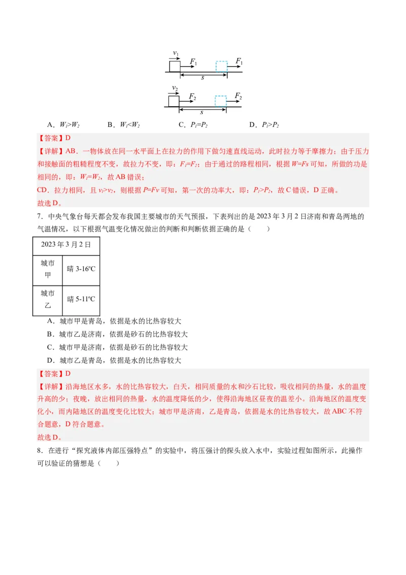物理（山东卷）（全解全析）_8、物理总复习_2024中考模拟题物理_一模_物理（山东济南卷）-2024年中考第一模拟考试_物理（山东卷）-2024年中考第一模拟考试