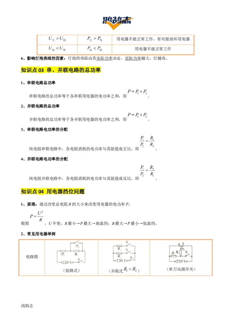 专题16电功率（4大模块知识清单+5个易混易错+6种方法技巧+典例真题精析）（解析版）_8、物理总复习_物理专题复习