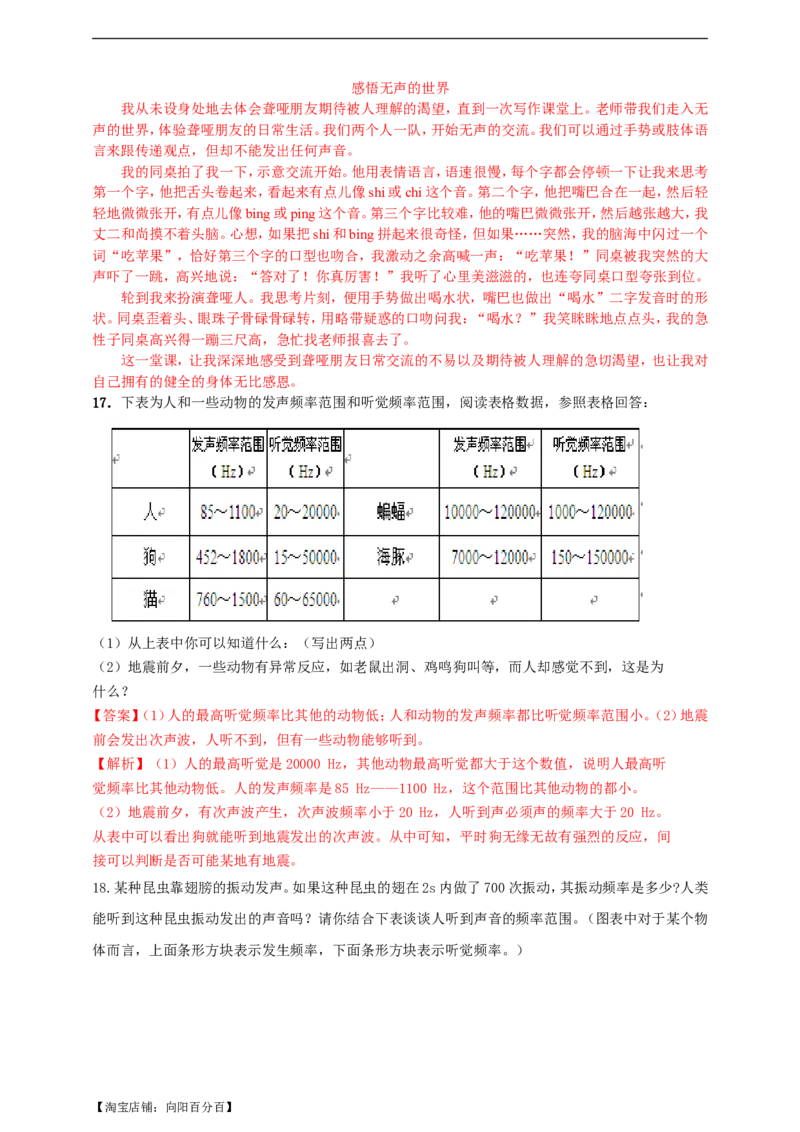 专题28声学简答与阅读理解冷点问题（解析版）_8、物理总复习_8.中考物理总复习_2023年中考复习资料_二轮复习_2023年二轮复习小微专题精准练助力中考物理四点问题大突破（通用版）