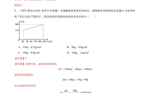 专题6质量和密度质量与密度章末综合训练（教师版）_8、物理总复习_2024年中考复习资料_专项复习资料_完三年（2021&mdash;2023）中考真题分项精编（全国通用）