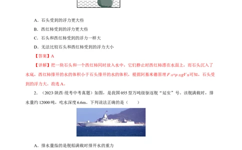 专题10浮力（真题训练）-物理中考一轮复习精品资料（解析版）_8、物理总复习_2024年中考复习资料_一轮复习_更新2024年中考物理一轮复习精品资料_配套练习_教师版（含答案解析）