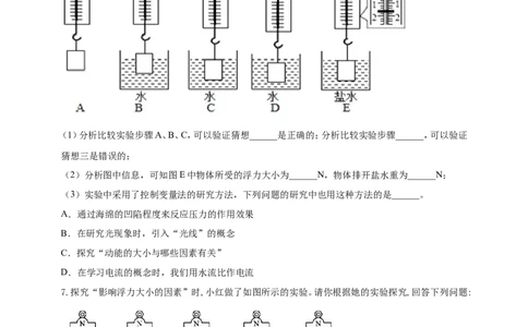 专题27探究浮力的大小与哪些因素有关的实验问题（原卷版）_8、物理总复习_2024年中考复习资料_二轮复习