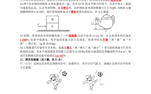 八年级下学期物理期中模拟练习（教师版）_初物_八年级上下册+九年级全一册物理_八年级物理下册_期中+期末（更新中）