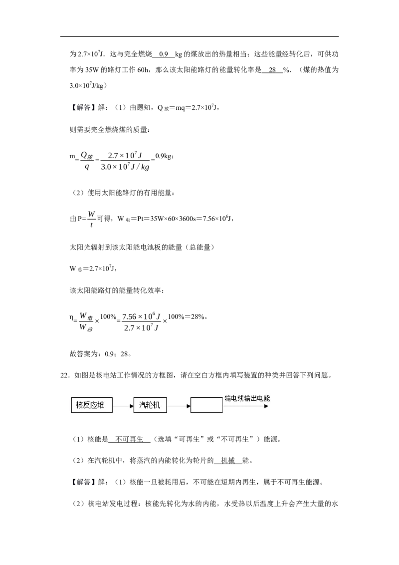人教版物理中考总复习三轮冲刺《信息的传递》《能源与可持续发展》中考试题精选(原卷+解析卷)_8、物理总复习_8.中考物理总复习_2023年中考复习资料_三轮复习
