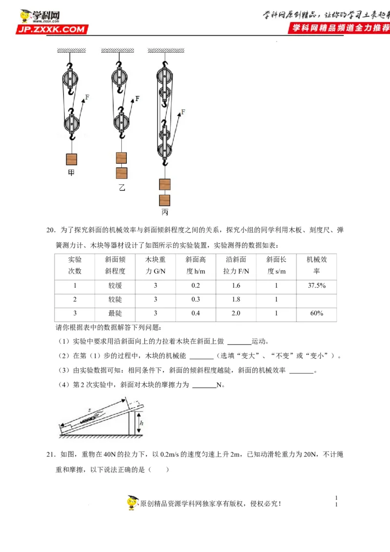 第12章简单机械（原卷版）_8、物理总复习_8.中考物理总复习_2022年中考复习资料_2022年中考物理一轮复习知识点梳理与针对性分层训练（人教版）265897621