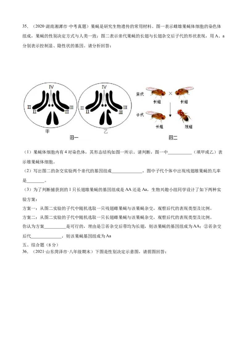 02生物的遗传和变异B卷（原卷版）_初中全科电子版试卷练习试题_生物_生物8下练习_人教生物8年级下单元试卷38份_第3套八年级生物下册单元试卷（人教版）06份