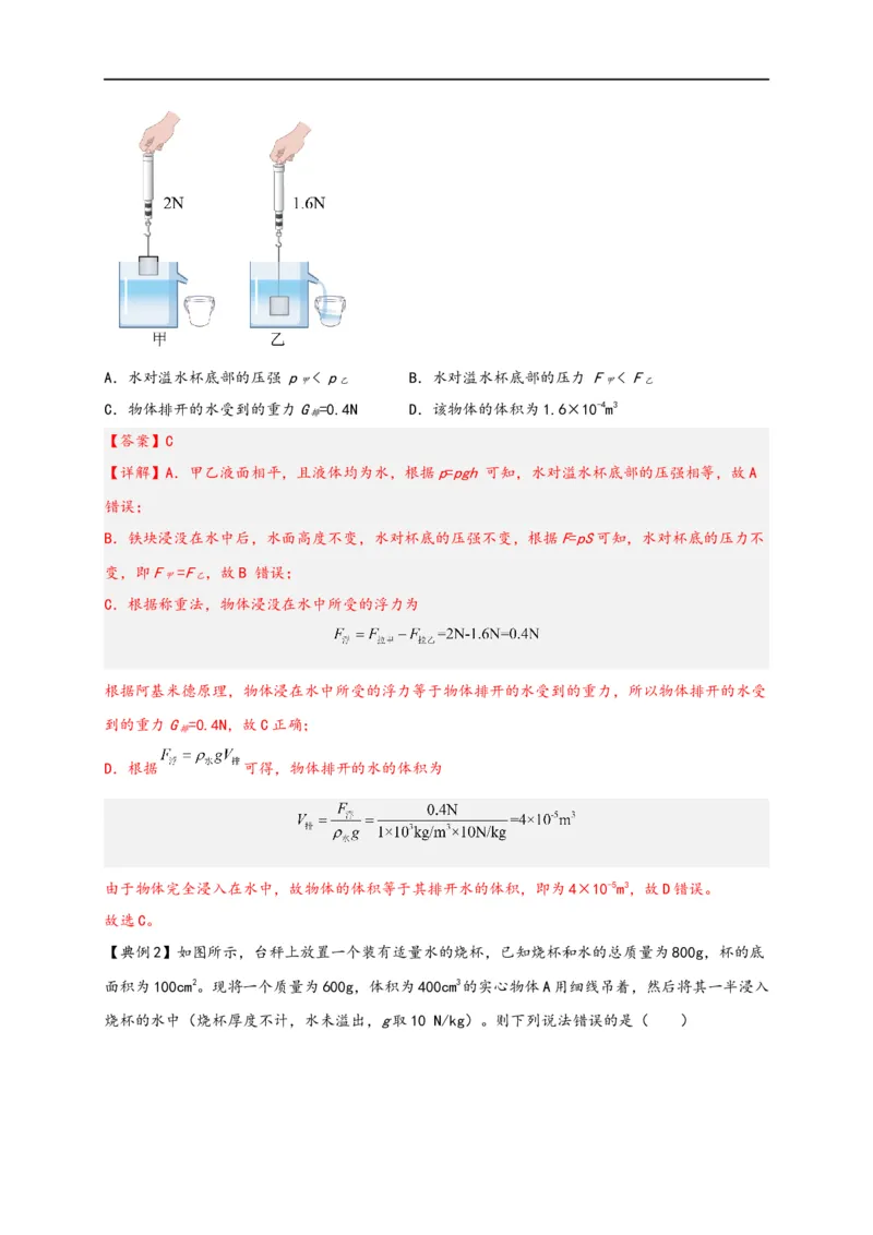专题10浮力（解析版）-备战2023中考物理一轮复习精细讲义(1)_8、物理总复习_8.中考物理总复习_2023年中考复习资料_一轮复习_讲义+练习备战2023年中考物理一轮复习精细讲义
