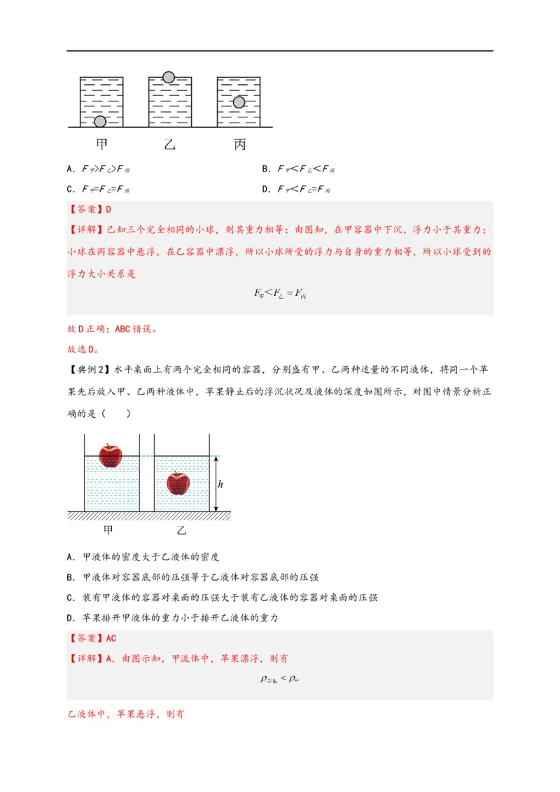 专题10浮力（解析版）-备战2023中考物理一轮复习精细讲义(1)_8、物理总复习_8.中考物理总复习_2023年中考复习资料_一轮复习_讲义+练习备战2023年中考物理一轮复习精细讲义