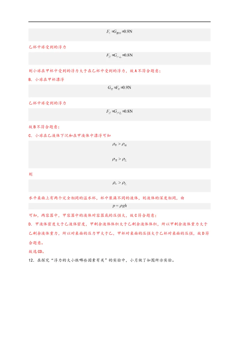 专题10浮力（解析版）-备战2023中考物理一轮复习精细讲义(1)_8、物理总复习_8.中考物理总复习_2023年中考复习资料_一轮复习_讲义+练习备战2023年中考物理一轮复习精细讲义