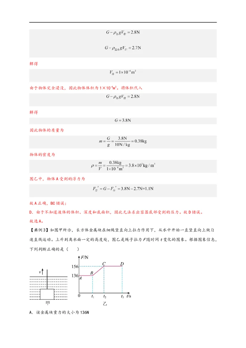 专题10浮力（解析版）-备战2023中考物理一轮复习精细讲义(1)_8、物理总复习_8.中考物理总复习_2023年中考复习资料_一轮复习_讲义+练习备战2023年中考物理一轮复习精细讲义