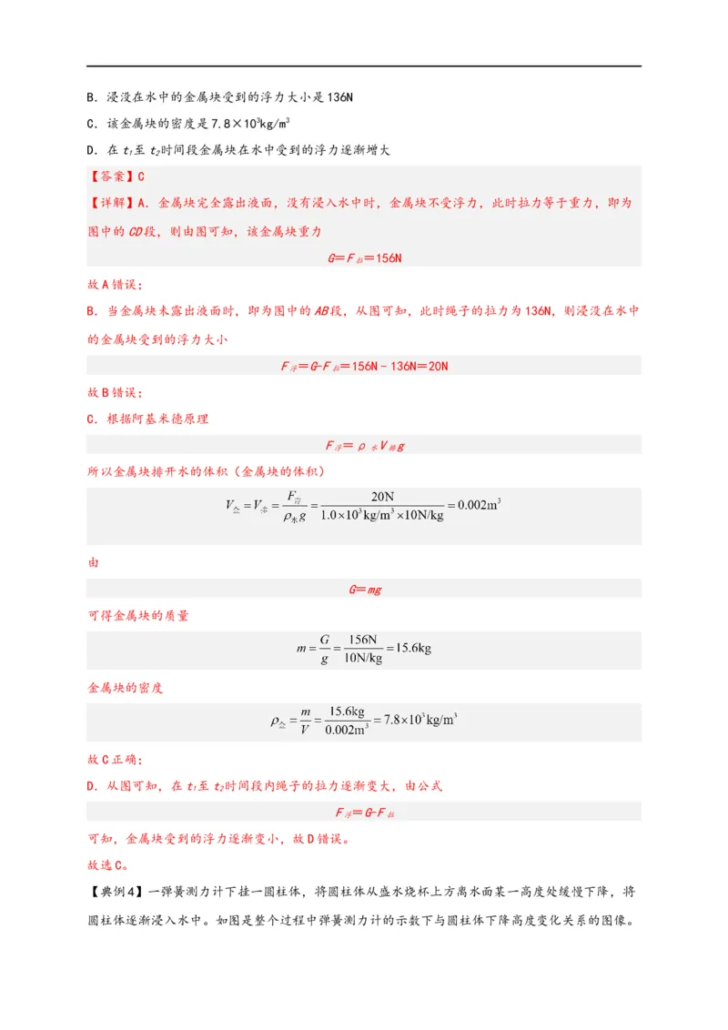 专题10浮力（解析版）-备战2023中考物理一轮复习精细讲义(1)_8、物理总复习_8.中考物理总复习_2023年中考复习资料_一轮复习_讲义+练习备战2023年中考物理一轮复习精细讲义