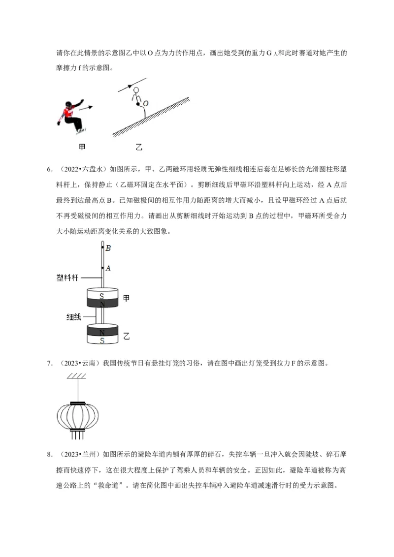 作图题01受力分析类（原卷版）_8、物理总复习_2024年中考复习资料_二轮复习_（讲义+练习）2024年中考物理二轮题型专项复习
