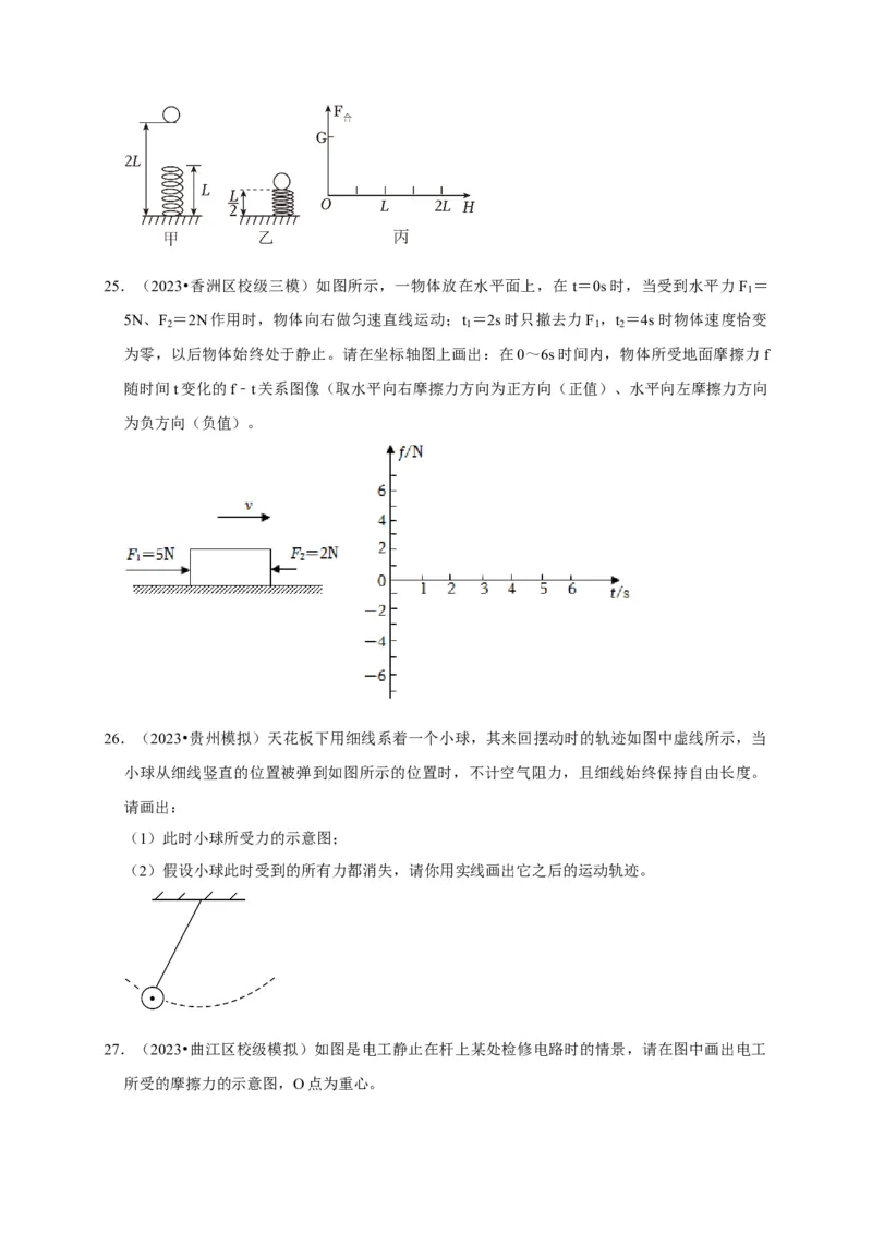 作图题01受力分析类（原卷版）_8、物理总复习_2024年中考复习资料_二轮复习_（讲义+练习）2024年中考物理二轮题型专项复习