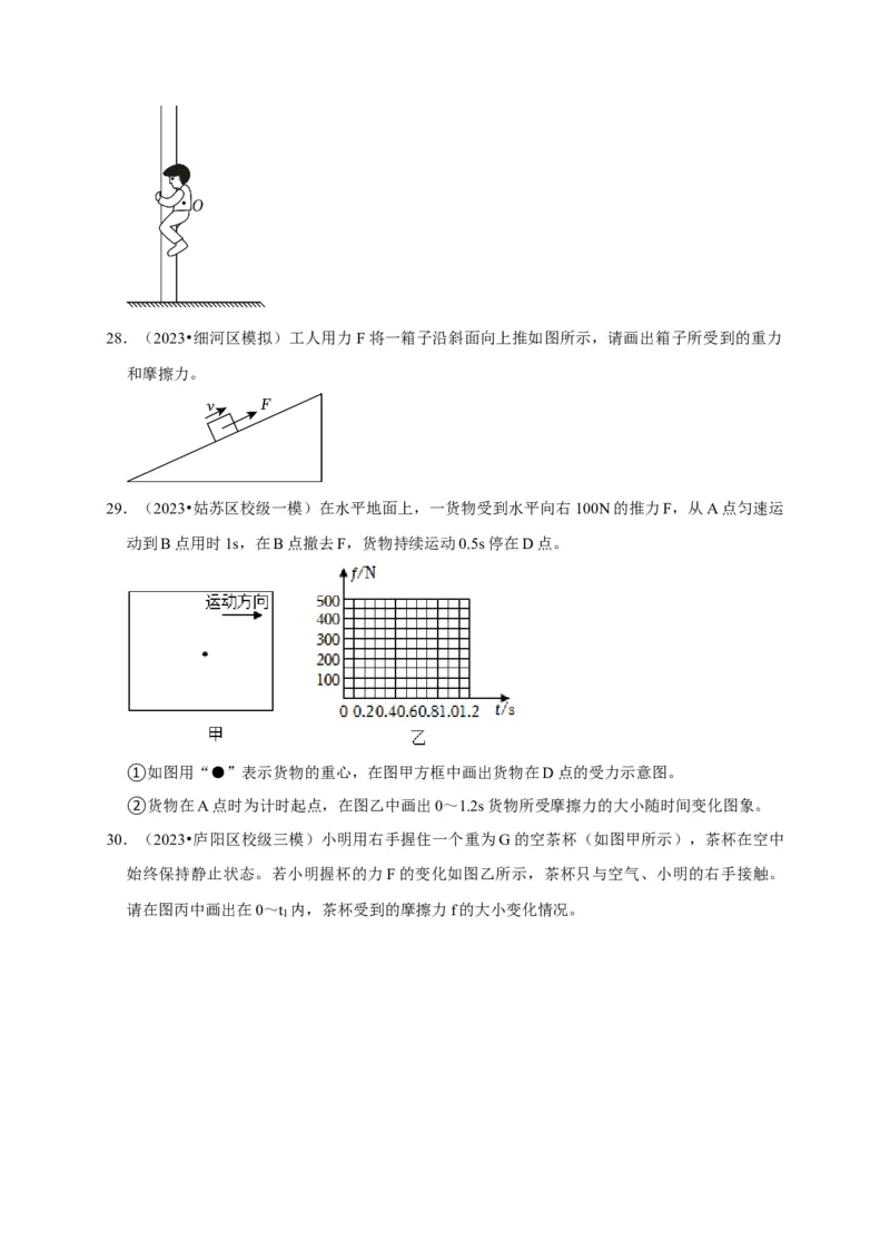 作图题01受力分析类（原卷版）_8、物理总复习_2024年中考复习资料_二轮复习_（讲义+练习）2024年中考物理二轮题型专项复习