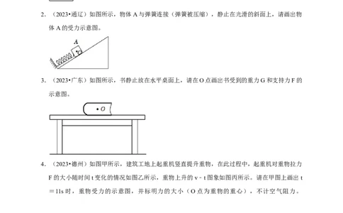 作图题01受力分析类（原卷版）_8、物理总复习_2024年中考复习资料_二轮复习_（讲义+练习）2024年中考物理二轮题型专项复习