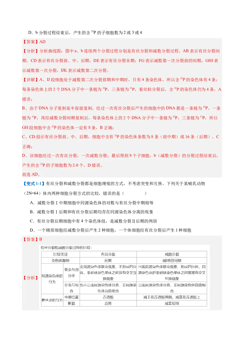 专题08减数分裂和受精作用（5大题型）（解析版）_2025年新高考资料_一轮复习_备战2025年高考生物一轮复习题型全覆盖（新高考通用）