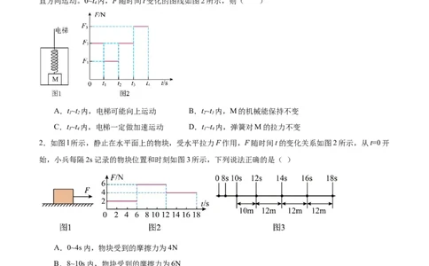 专题07力与运动2022-2023学年中考二轮培优训练（原卷版）_8、物理总复习_8.中考物理总复习_2023年中考复习资料_二轮复习_备战2023学年中考二轮培优训练