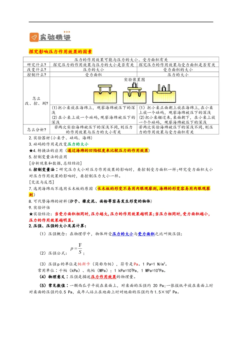 专题09压强（解析版）-备战2023中考物理一轮复习精细讲义_8、物理总复习_8.中考物理总复习_2023年中考复习资料_一轮复习_讲义+练习备战2023年中考物理一轮复习精细讲义