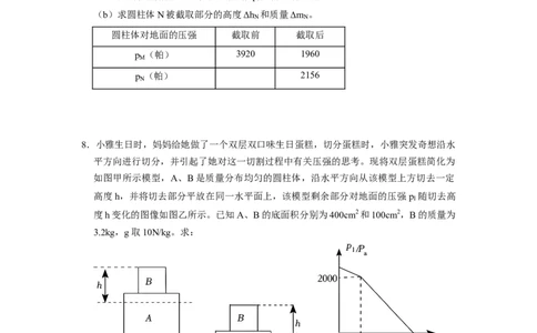 专题05压强的计算（固体切割、叠放及容器液体的压强变化问题）八大题型（原卷版）_初物_八年级上下册+九年级全一册物理_八年级物理下册_压轴题训练（更新中）-U172