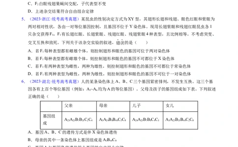 专题10基因的自由组合定律-学易金卷：五年（2019-2023）高考生物真题分项汇编（全国通用）（原卷版）_通用版（老高考）复习资料_2024年复习资料