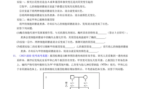专题10基因的自由组合定律-学易金卷：五年（2019-2023）高考生物真题分项汇编（全国通用）（原卷版）_通用版（老高考）复习资料_2024年复习资料