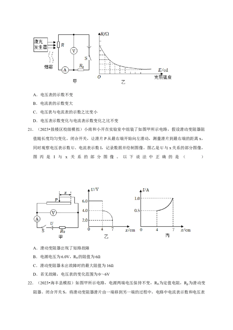 图像题04欧姆定律（原卷版）_8、物理总复习_2024年中考复习资料_二轮复习_（讲义+练习）2024年中考物理二轮题型专项复习