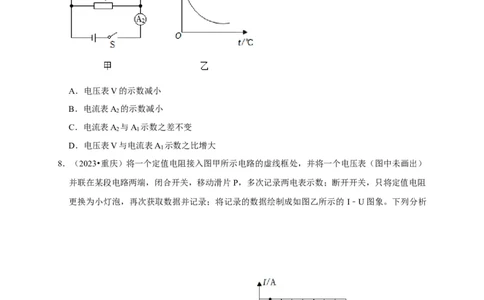 图像题04欧姆定律（原卷版）_8、物理总复习_2024年中考复习资料_二轮复习_（讲义+练习）2024年中考物理二轮题型专项复习