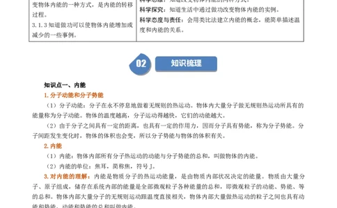 课时13.2内能（学生版）_初物_八年级上下册+九年级全一册物理_九年级物理全一册_讲义_2024版