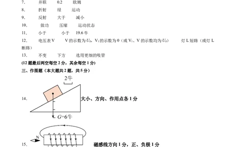 物理（上海卷）（参考答案及评分标准）_8、物理总复习_2024中考模拟题物理_三模（37套）_物理（上海卷）_物理（上海卷）-学易金卷2024年中考第三次模拟考试