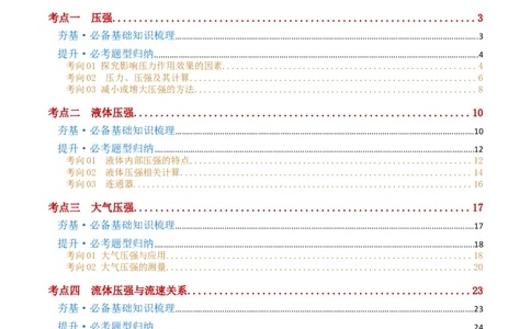 专题10压强（4考点+10考向）（讲义）（解析版）_8、物理总复习_2024年中考复习资料_一轮复习_课件+讲义+练习2024年中考物理一轮复习讲练测（全国通用）_配套讲义（原卷版+解析版）