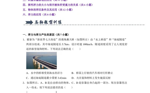 专题06浮力综合六大题型（原卷版）_初物_八年级上下册+九年级全一册物理_八年级物理下册_压轴题训练（更新中）-U172