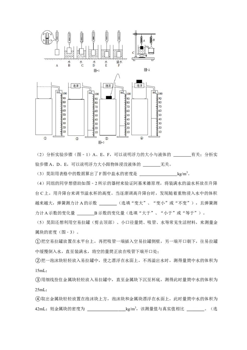 实验10探究浮力大小与哪些因素有关（解析版）_8、物理总复习_2024年中考复习资料_二轮复习_（讲义+练习）2024年中考物理二轮题型专项复习