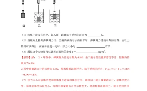 实验10探究浮力大小与哪些因素有关（解析版）_8、物理总复习_2024年中考复习资料_二轮复习_（讲义+练习）2024年中考物理二轮题型专项复习