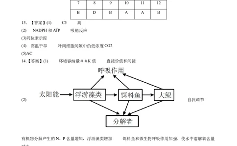 黄金卷04（参考答案）-赢在高考&middot;黄金8卷备战2024年高考生物模拟卷（天津专用）_2024年新高考资料_4.2024高考模拟预测试卷