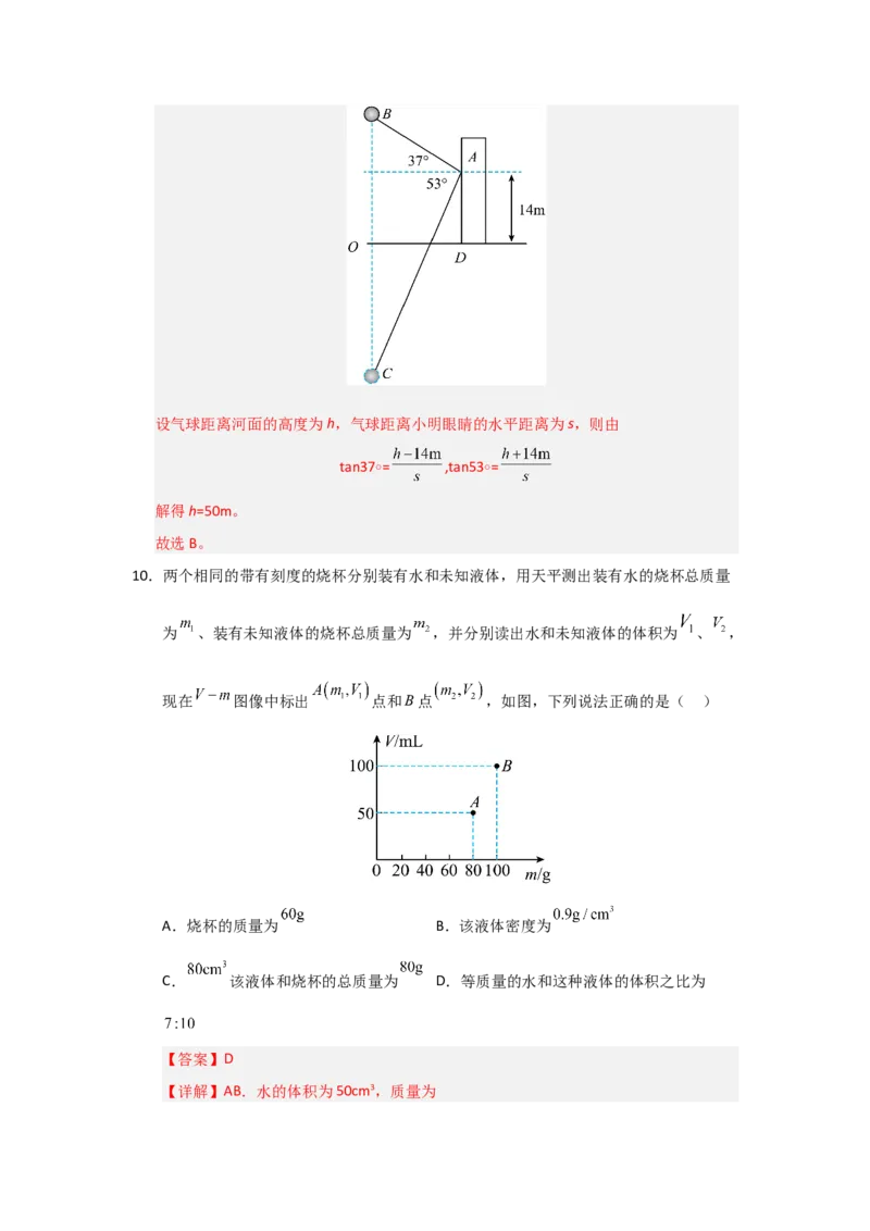 八年级上册物理压轴题考卷04（教师版）_初物_八年级上下册+九年级全一册物理_八年级物理上册_压轴题训练