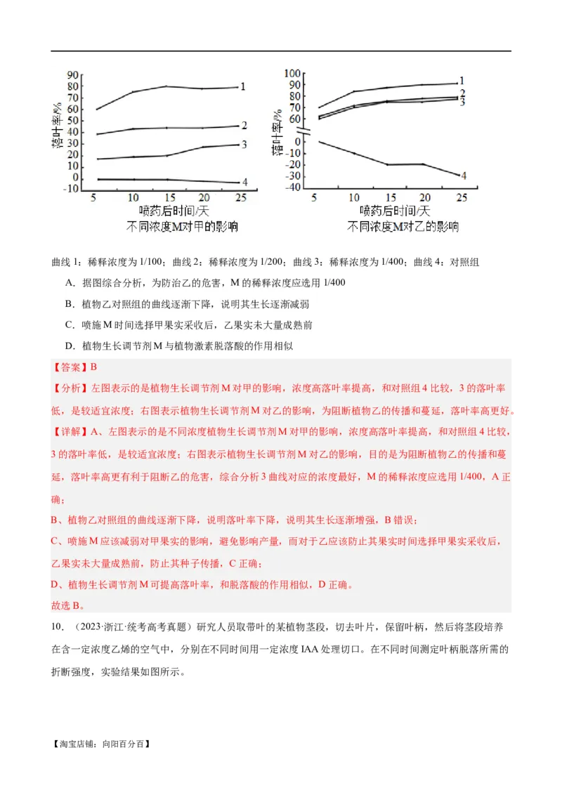 专题08植物生命活动的调节（分层练）（解析版）_新高考复习资料_2024年新高考复习资料_二轮复习资料_高频考点解密2024年高考生物二轮复习高频考点追踪与预测（新高考专用）