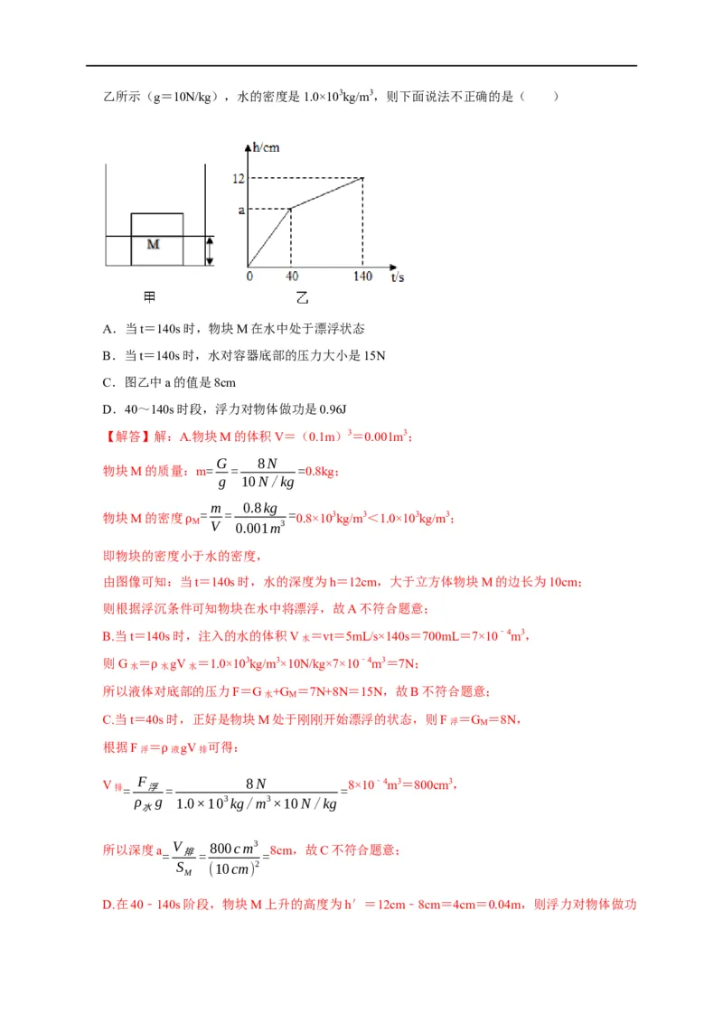 图像题02摩擦力、浮力、功和机械能（解析版）_8、物理总复习_8.中考物理总复习_2023年中考复习资料_二轮复习_2023年中考物理二轮题型专项复习（全国通用）