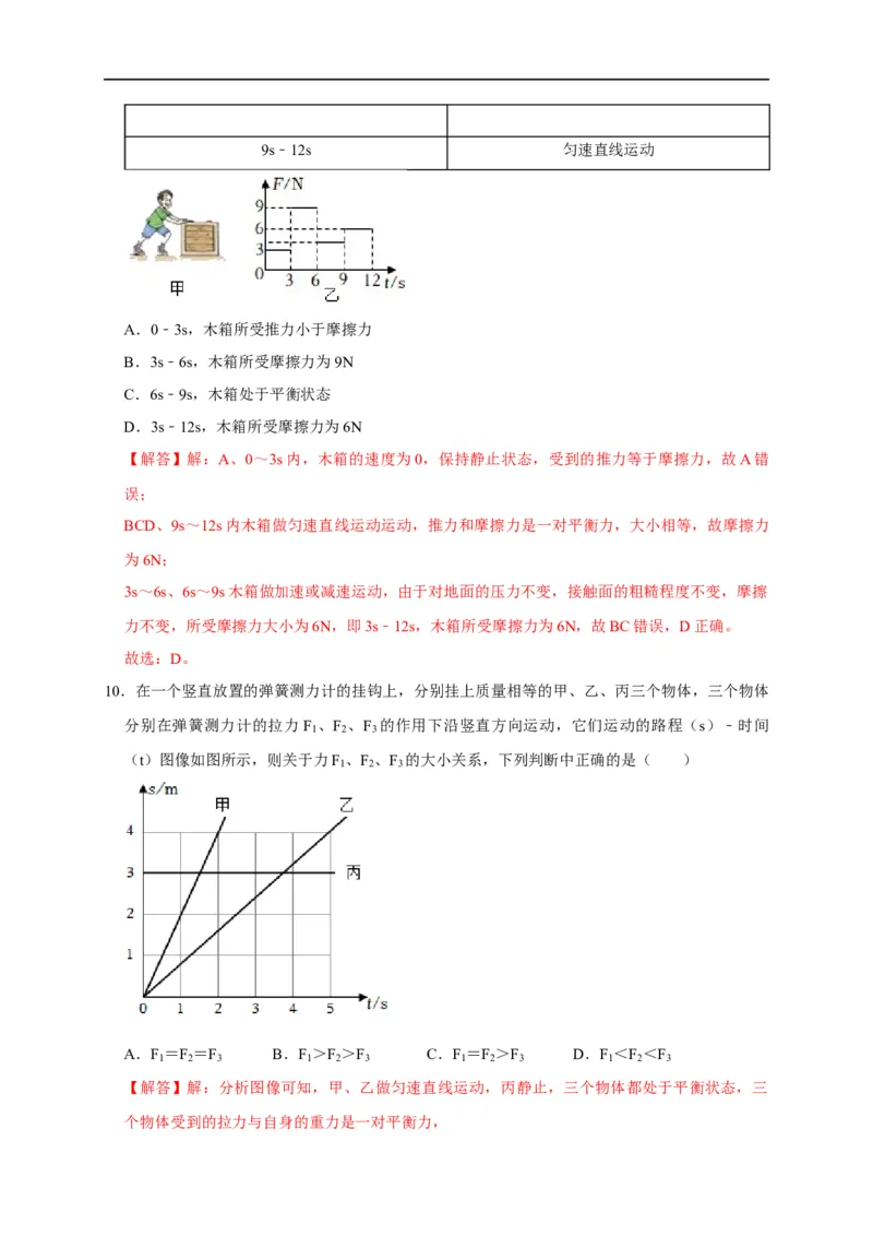 图像题02摩擦力、浮力、功和机械能（解析版）_8、物理总复习_8.中考物理总复习_2023年中考复习资料_二轮复习_2023年中考物理二轮题型专项复习（全国通用）