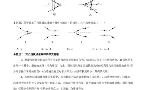 专题7透镜及其应用易错点（原卷版）_8、物理总复习_8.中考物理总复习_2022年中考复习资料_2022年中考物理二轮复习易错考点精讲精练（人教版）