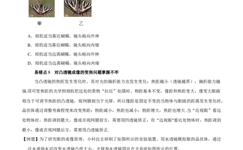 专题7透镜及其应用易错点（原卷版）_8、物理总复习_8.中考物理总复习_2022年中考复习资料_2022年中考物理二轮复习易错考点精讲精练（人教版）
