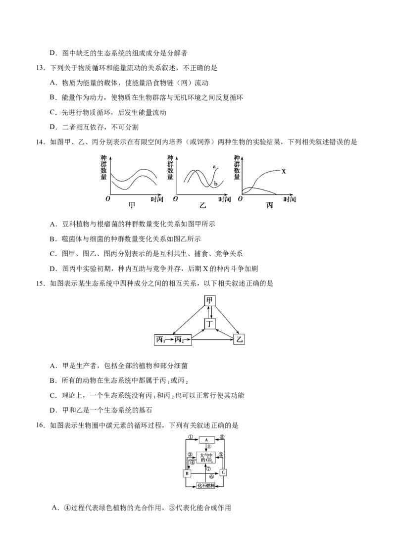 专题11生物和环境-备战2019年高考生物之纠错笔记系列（原卷版）_新高考复习资料_2022年新高考复习资料_2022年一轮复习最新版_1.2022年高考生物一轮复习全国通用版_原卷版